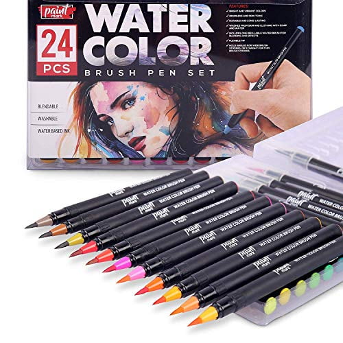 Paint Mark Real Brush Pens, 24 Colors for Watercolor Painting with