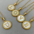 thumbnail image 2 of 26 English Letters (A-Z) Necklace For Women Titanium Steel Stainless Steel Pendant Necklace Pearl Shell Oil Drop Necklace As Gift For Wife , Daughter, Friend, 2 of 8