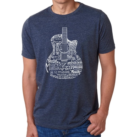 LA Pop Art Men's Premium Blend Word Art T-shirt - Languages Guitar