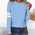 thumbnail image 4 of YUGYXL Womens Sweatshirts Round Neck Fashionable Casual Long Sleeved Tops Light Blue XXXL, 4 of 7
