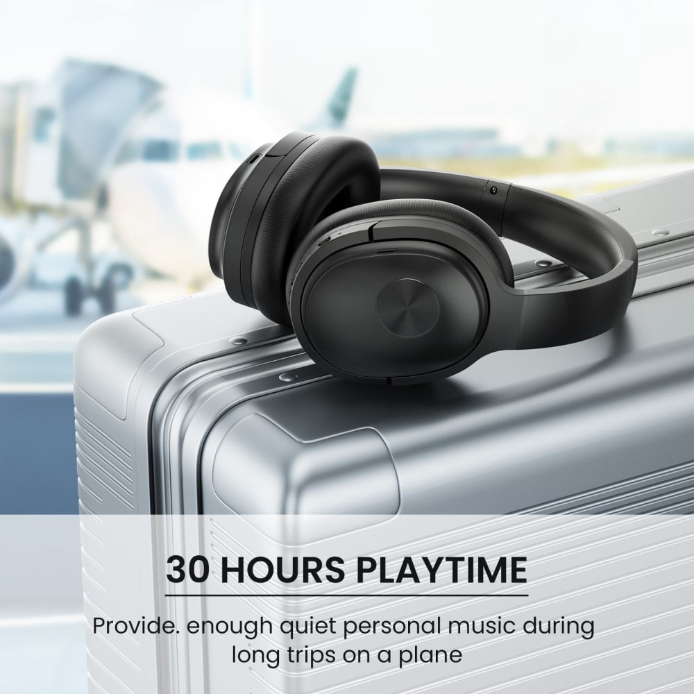 Active Noise Canceling Headphones Bluetooth Wireless Headphones Over Ear Bluetooth 5.2 Deep Bass 30Hrs for Home Office,Jet Black