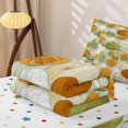 thumbnail image 5 of Manfei Harvest Pumpkin Print Zipper Twin Comforter Sets with Fitted Sheet and 2 Pillowcases,Watercolor Pumpkin Print Zipper Bedding Set,Polkadot Reversible,4-Piece, 5 of 7