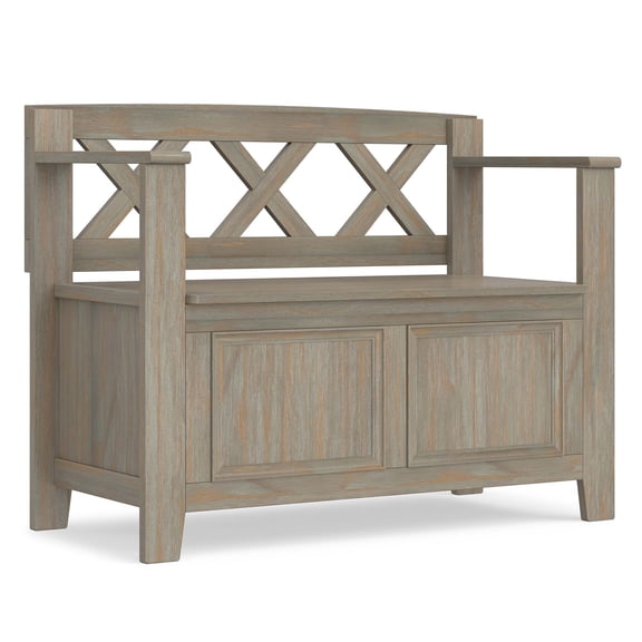 JERFIT 36" Wooden Storage Bench with Lift-Up Seat, Shoe Rack Organizer for Entryway, Hallway, Mudroom, Gray Finish