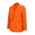 thumbnail image 5 of Uootdi Women's Double Breasted Blazer Long Sleeve Lapel Collar Suit Jacket Work Office Casual Fall Winter Outwear Trendy Solid Color Button Up Coat for Business Daily Look, 5 of 6