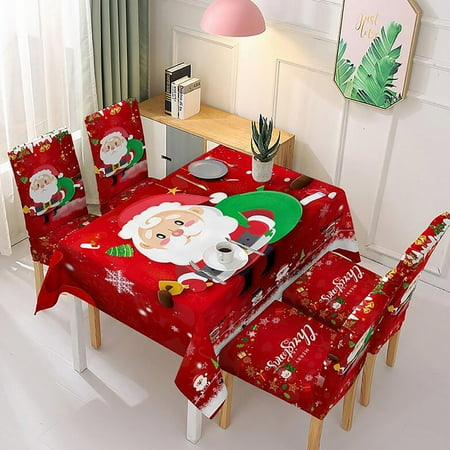 

Dprfmg 2022 Christmas Tablecloth Print Rectangle Table Cover Set Holiday Party Home Decor