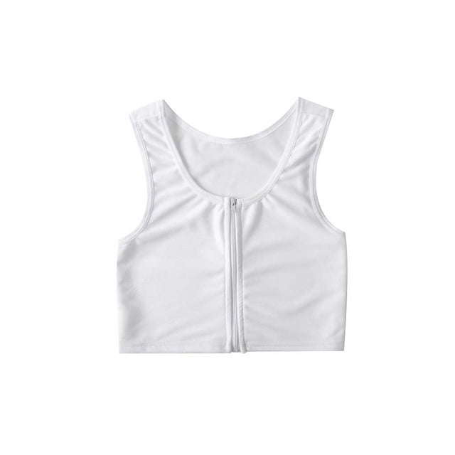Qarigey Tank Top Breast Chaleco Camisa Pecho Binder Trans Ropa interior Fortalecer Vendaje Reforzado Corto Mujer Blanco Type3 NO3