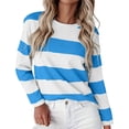 thumbnail image 2 of Womens Blouses Womens Long Sleeve Shirts T Shirts Crew Neck Shirts Basic Tee Comfy Striped Printed Tops Blouse Fashion Clothing, 2 of 5