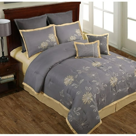 discontinued may flower 8 pc comforter set grey discontinued may flower 8 pc comforter set grey
