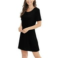 thumbnail image 3 of Xmarks Women's Modal Short Sleeve Nightgown Sleepwear with Built in Bra, Round Neck Nightshirt Super Soft Cozy Padded Nightdress Loose Casual Short Sleep Dress, Removable Pads, S-2XL, 3 of 8