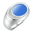 thumbnail image 3 of RYLOS Men's Designer Ring in Sterling Silver 925: Features Diamonds around Blue Quartz  - Available  Size 9, 3 of 6