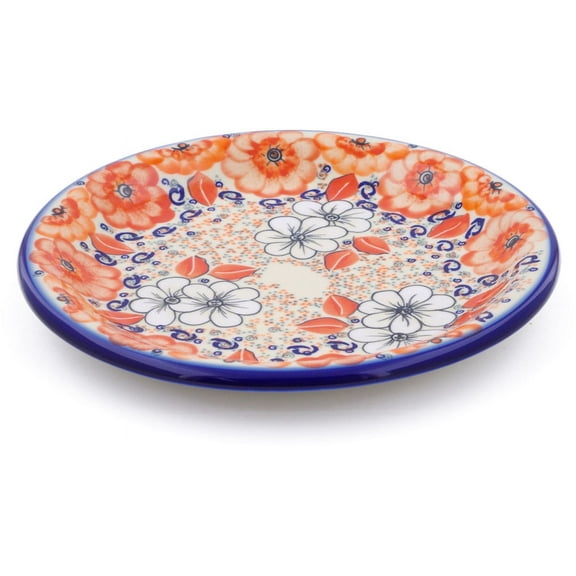 Polish Pottery 11¼-inch Dinner Plate (Poppy Passion Theme) Signature UNIKAT Hand Painted in Boleslawiec, Poland Certificate of Authenticity