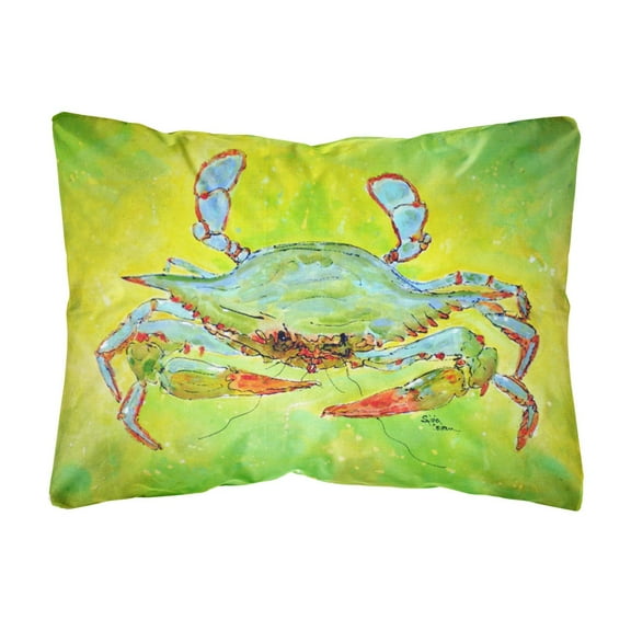 Carolines Treasures 8357PW1216 Bright Green Blue Crab Canvas Fabric Decorative Pillow, 12H x16W, multicolor
