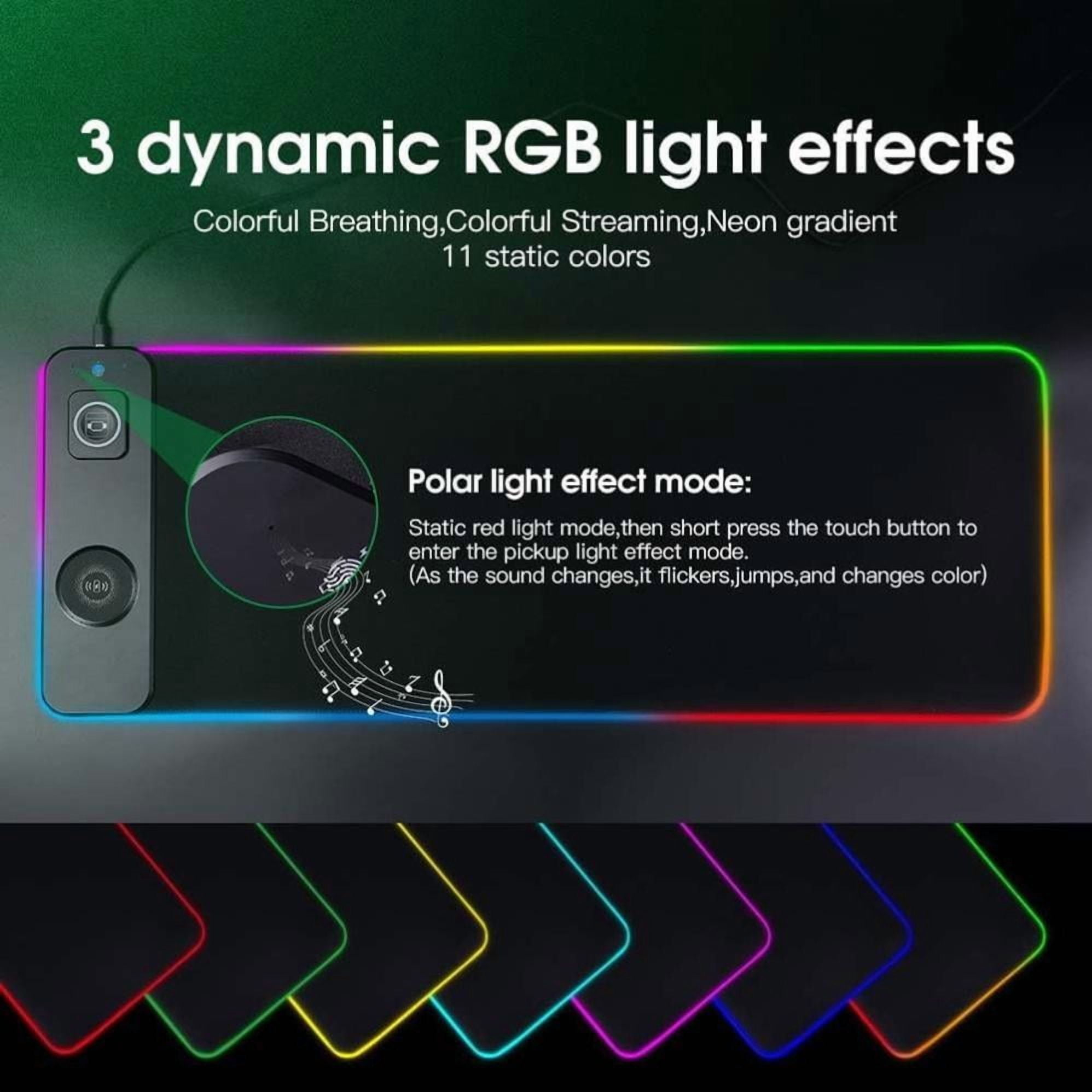COM1950s Gaming Mouse Pad with Wireless Charger and Rgb Lights,Extended Large Size for Full Desk Coverage,Non-Slip Base and Convenient Usb Powered Design for Computer Setup
