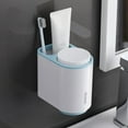 thumbnail image 1 of Juego de accesori baño con 2 tazas magnéticas, estante de almacenamiento, soporte de cepillo de de montaje en pared para apartamento, azul Soledad Estante para cepillos de dientes, 1 of 7