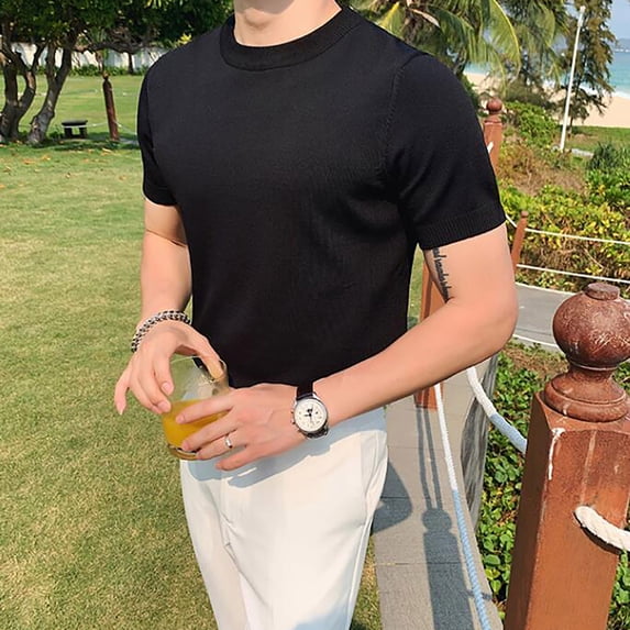 Vedolay Tshirts For Men Mens Casual Button Down Shirt Summer Hawaiian Short Sleeve Holiday Shirts Cotton Beach Top with Pockets,Black XXL