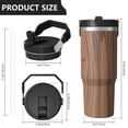 thumbnail image 4 of 30oz Tumbler with Handle, Insulated Stainless Steel Cup with Flip Straw Lid, Leak-Proof & Cup Holder Friendly for Travel and Sports ,Wood Print, 4 of 6
