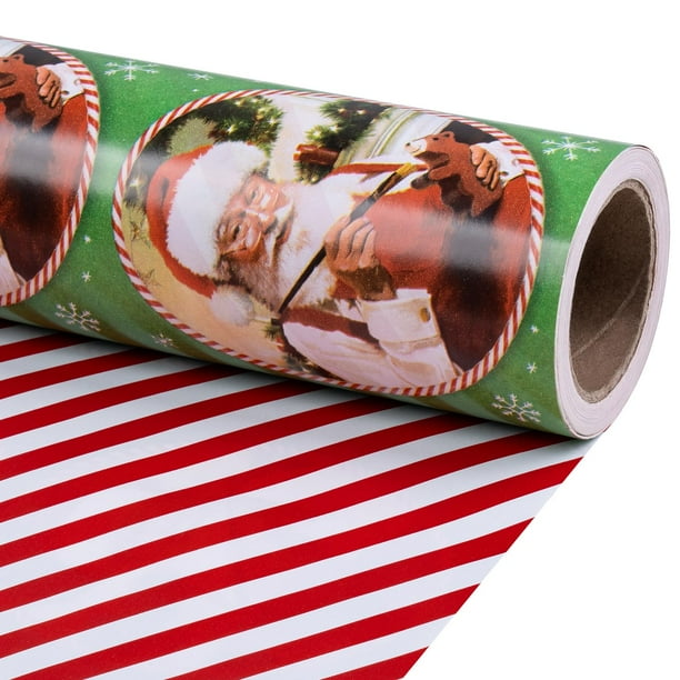 Rollo de papel de regalo RUSPEPA, 43 cm x 10 m, diseño vintage de Papá Noel