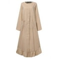 thumbnail image 3 of ZANZEA Women Casual Long Sleeve Button Down Frilled Hem Muslim Dress, 3 of 11