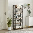 thumbnail image 6 of VECELO 2-Piece Bookshelf, Industrial Metal Freestanding 5-Shelf Folding Bookcase for Living Room, Bedroom, Kitchen, Office, No Assembly, Antique Brown, 6 of 7