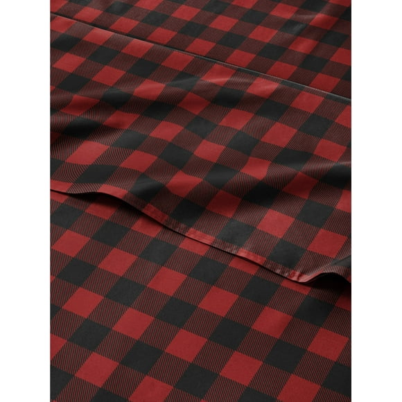 Christmas Sheets Cal King - Buffalo Plaid - 4 Piece Deep Pocket - Christmas Sheet Set - Soft Wrinkle Free - Holiday Sheets - Winter Bed Sheets - Cute Winter Holiday Sheets - Red & Black Plaid Sheets