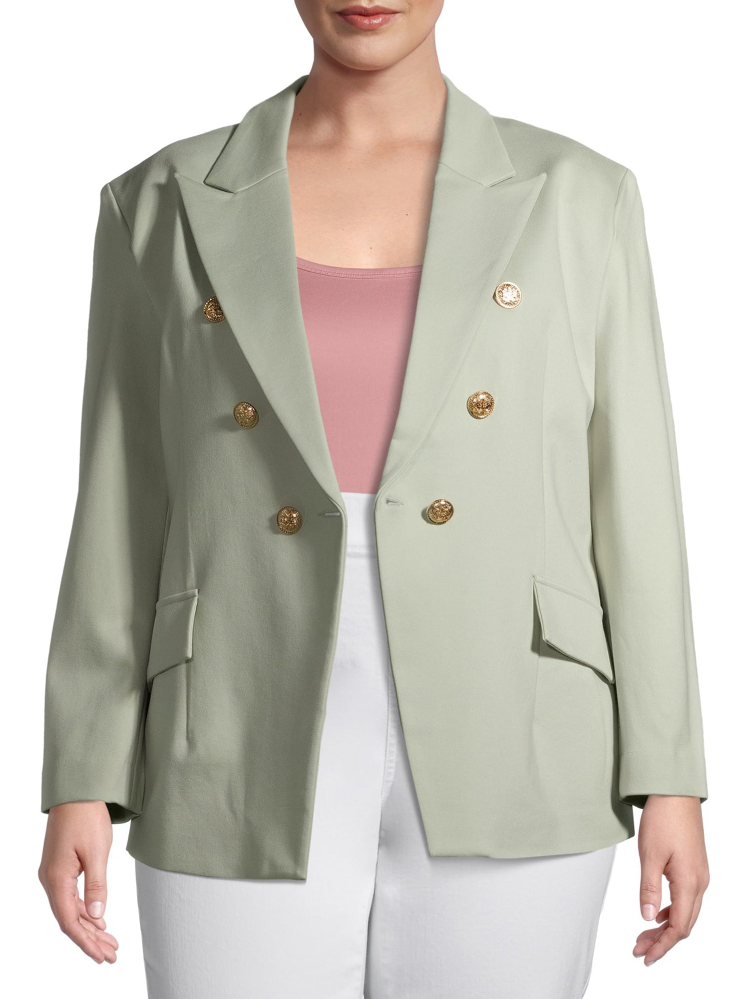 Double-breasted jacket for women with open shoulders and pockets size S