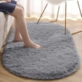 thumbnail image 4 of Softlife Cute Fluffy Oval Rug for Bedroom Soft Carpet, 2.6' x 5.3' , Gray, 4 of 8
