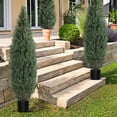 thumbnail image 4 of 2-Piece Artificial Topiary Tree Set | 5ft Faux Cedar for Indoor and Outdoor Decor, 4 of 7