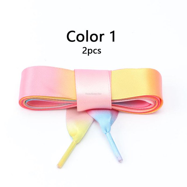 par de cordones de seda arcoíris, cinta de satén, cordones planos para zapatos, zapatillas de deporte para mujer, cordones de 2cm de ancho, cordones para zapatos de longitud 80/100/120CM80cm Gao Jinjia LED