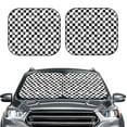 thumbnail image 2 of Windshield Sun Shade, Creative checkered black white Foldable Car Sun Shade Windshield for Front, 2 Pieces, 2 of 7