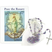 NEEDZO Purple Prayer Beads and Pray the Rosary Booklet, Religious Gifts, 19.5 Inch, ,2 Inch Crucifix