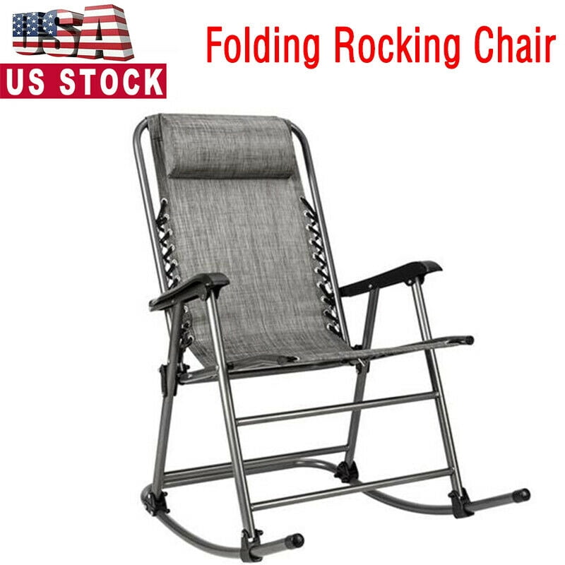 Foldable Rocking Mesh Lounge Recliner Chair Outdoor Patio Rocking Chair Porch Rocker Folding 