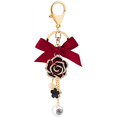 thumbnail image 1 of Fleur Pompon Arc-Nœud Porte-Clés Perle Porte-Clés Sac à Main---Rouge, 1 of 3