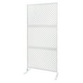 thumbnail image 6 of Privacy Fence Screen 3 Panels Freestanding White Steel Privacy Screen, Diamond-shaped Decorative Privacy Screen, 6 of 23