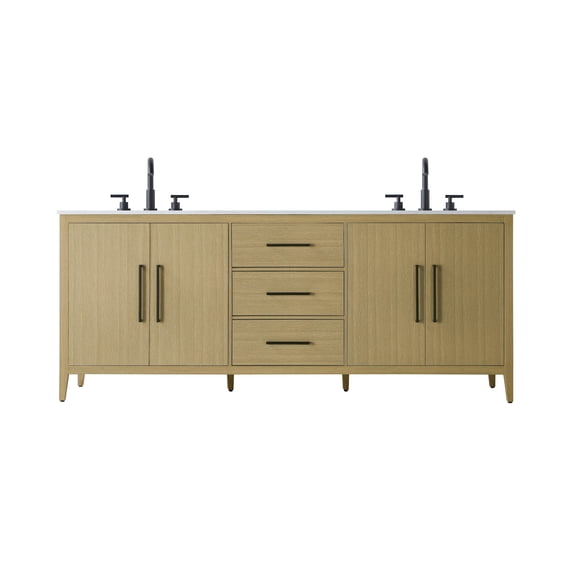 Elegant Lighting VF29384DMHB Millie 84" Free Standing Double Basin Vanity Set - Brown