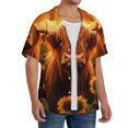 thumbnail image 2 of KLL Vintage Sunflower Cow B Print Men's Shirt Short Sleeve Button Down Summer Cuba Beach Shirts- 4X-Large, 2 of 5