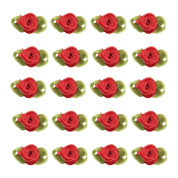 Flores Decorativas Injueey 100 Piezas Cinta de Raso Rojo