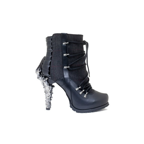 Hades Shoes H-SHADE Biker inspired ankle boots with adjustable front laces 9 / Black