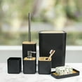 thumbnail image 6 of CERBIOR Bathroom Accessories Set 6 Piece Bamboo Bath Ensemble Includes Soap Dispenser, Toothbrush Holder, Toothbrush Cup, Soap Dish for Decorative Countertop and Housewarming Gift, Black, 6 of 7