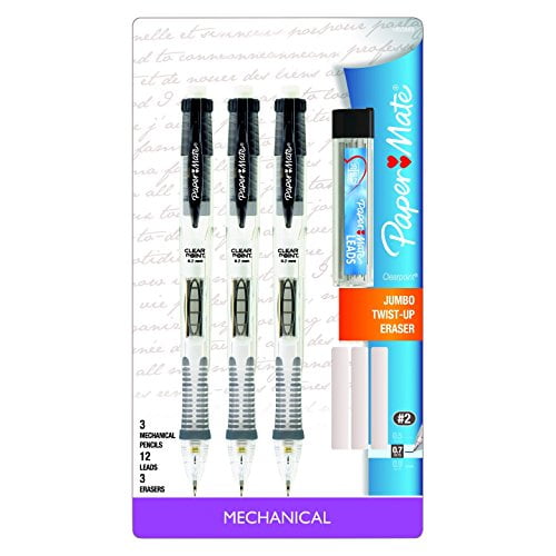Paper Mate Clear Point 3pk #2 Mechanical Pencils with Eraser & Refill 0.7mm Black