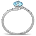 thumbnail image 3 of Womans Silver Aquamarine Ring High polished (no plating) 316L Stainless Steel Ring with AAA Grade CZ in Sea Blue DA014, 3 of 5