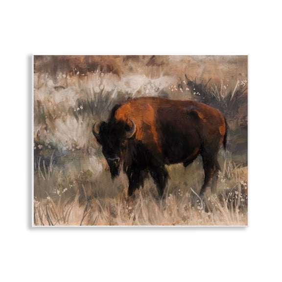Stupell Industries Bison on the Range Animals Painting Unframed Art Print Wall Art, 14 x 11