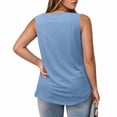 thumbnail image 2 of Gpoecd Plus Size Tank Tops for Women Women's Casual Square Neck Pure Color Ruffle Detail Blouse for Spring Summer Camisole Tops for Women Light Blue,L, 2 of 7
