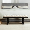 thumbnail image 5 of 47" Modern Bed , Dining  with Black Legs, Upholstered Linen  End of Bed Stool for Bedroom, Living Room, Entryway, Beige, 5 of 6