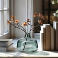thumbnail image 2 of Torre & Tagus Belle Jarrón De Cristal Soplado Con Boca Azul Claro Para Flores – 4.0 In De Alto Único Florero Transparente Hecho A Mano Para Decoración Del Hogar, Florero Como Decoración De Estante Dec, 2 of 5