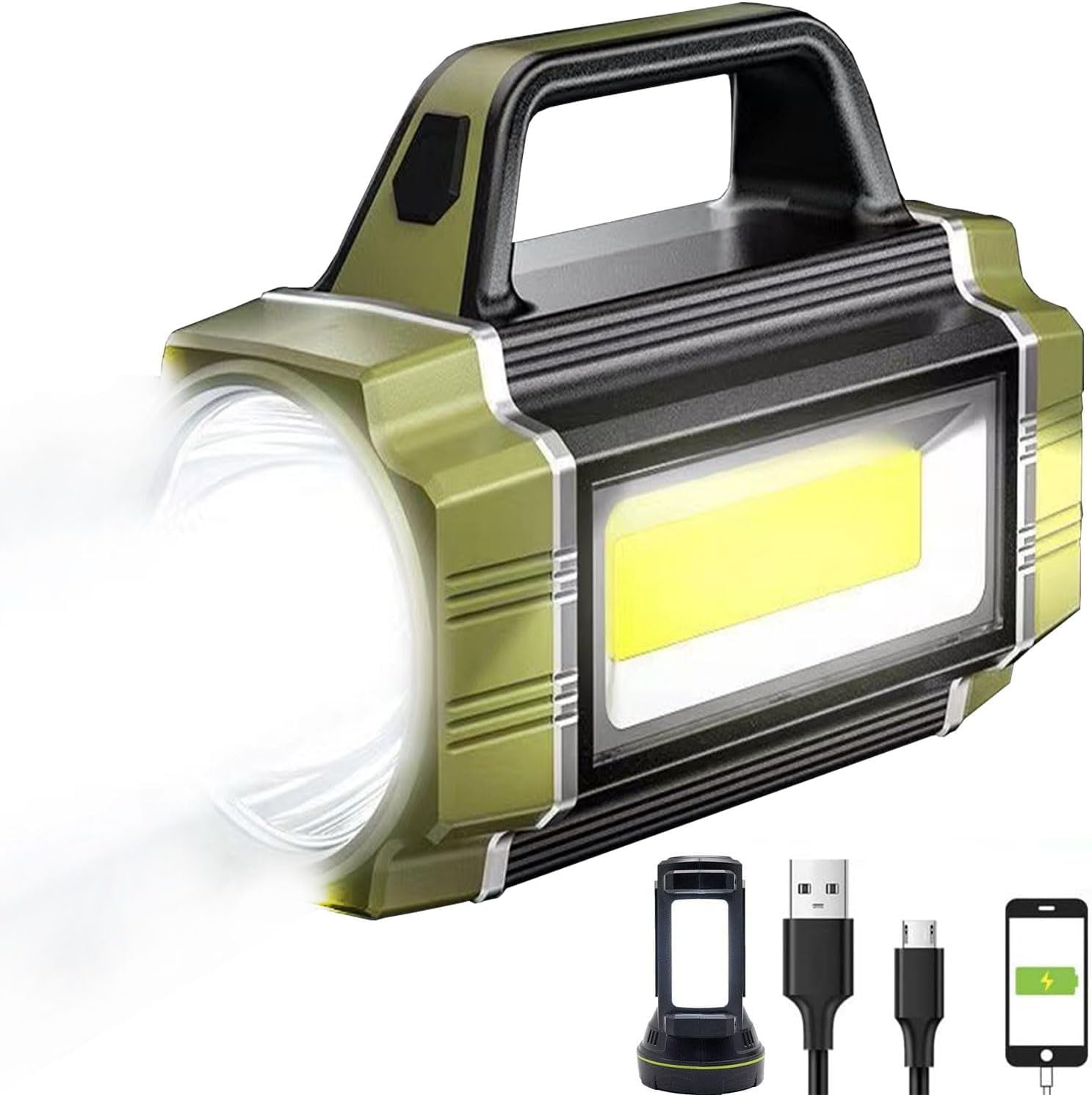 SUYOOULIN 13000LM Solar & USB Rechargeable LED Spotlight Flashlight - 6 Modes, IPX4 Waterproof, Power Bank Function, 800m Range - View #8