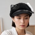 thumbnail image 6 of Slccxzc Black Puppy Ears Beret Hat with Pin Plush Bone Y2K Painter Beanie Women Winter Dog Walking Headwear, 6 of 7