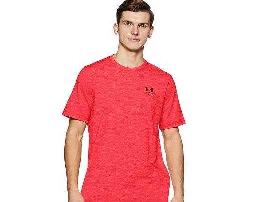 Size L New Mens Red /& Gray Under Armour Heat Gear Loose Fit Shirt