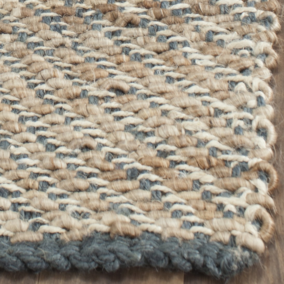 SAFAVIEH Natural Fiber Johanna Braided Jute Runner Rug, Blue/Natural, 2'6" x 12'