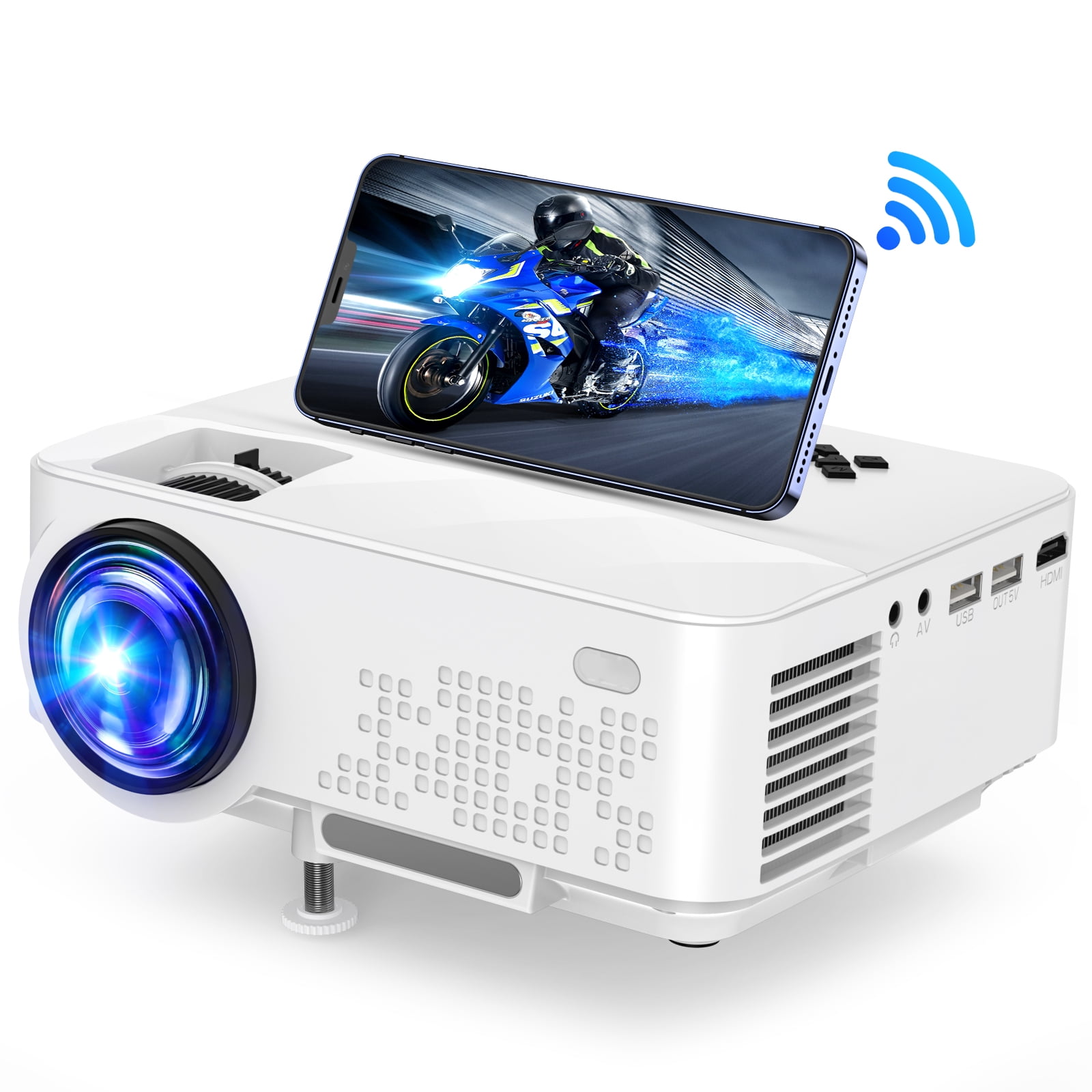 USB TF PS4 VGA TOPVISION 5500L Mini Projector with Synchronize Smart Phone Screen HDMI Full HD 1080P Projector and 240 Display Supported Wi-Fi Projector AV Compatible with TV Stick 