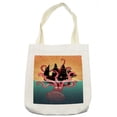 thumbnail image 1 of Kraken Tote Bag, Coral Sea Monster Sinking the Boat Retro Myths Ocean Folk Stories Inspired Artwork, Cloth Linen Reusable Bag for Shopping Books Beach and More, 16.5" X 14", Cream, by Ambesonne, 1 of 2